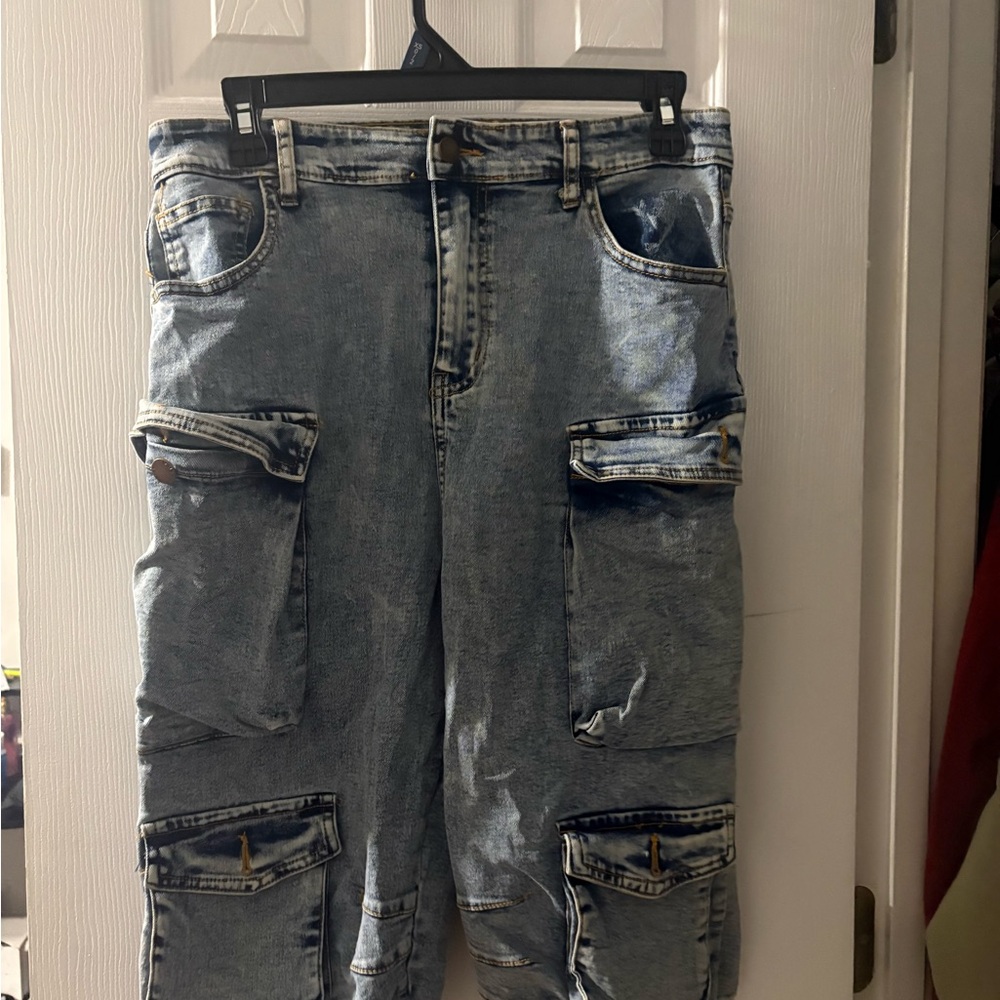 Women’s Blue Denim Cargo Shorts